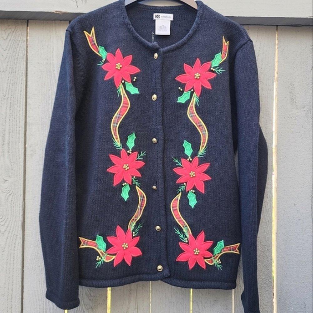 Poinsettia Ugly Christmas Sweater M